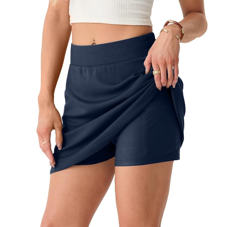 GRECERELLE Dolphin Active Skirt for Golf Tennis Hiking Cycling with 4 Pockets Navy Blue • Medium