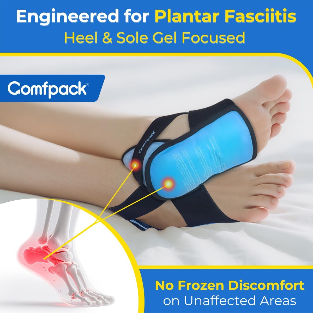 Skiennix Plantar Fasciitis Relief Ice Packs - Adjustable Hot & Cold Therapy Wraps for Heel Pain Relief | 2PCS