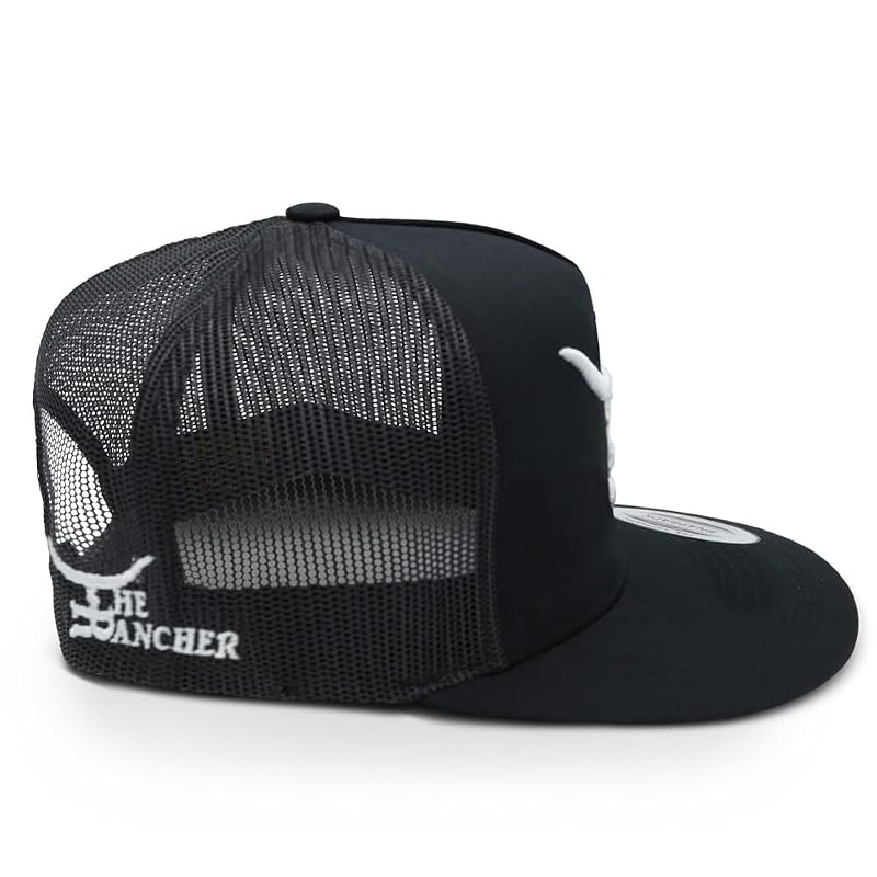 Black Variation: Silver Bullet Western Trucker Hat - High Profile Mesh Back, Adjustable