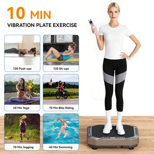 Fairgom Vibration Plate Exercise Machine with LED Display, Fitness Vibrating Lymphatic Drainage Full Body Workout Shaker for Weight Loss, Vibrate Fitness Platform with Cool Lights