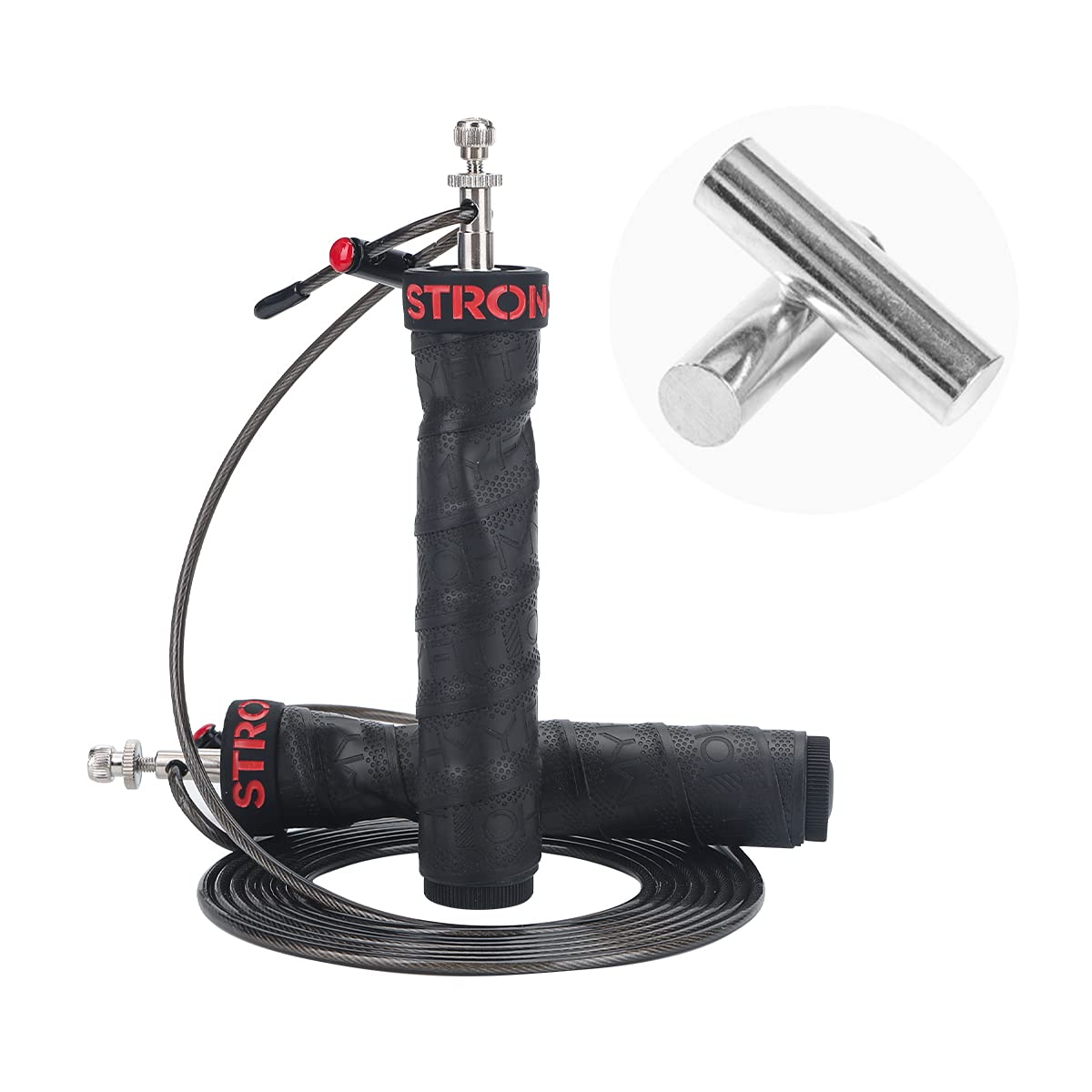 OHMY FIT Adjustable Speed and Weight Jump Rope - Carbon Steel Jump Rope for Men & Women - Jumping & Skipping Rope Great for Fitness, Exercise, Cardio Workout, Boxing, Crossfit & More (Rope w/Weights)