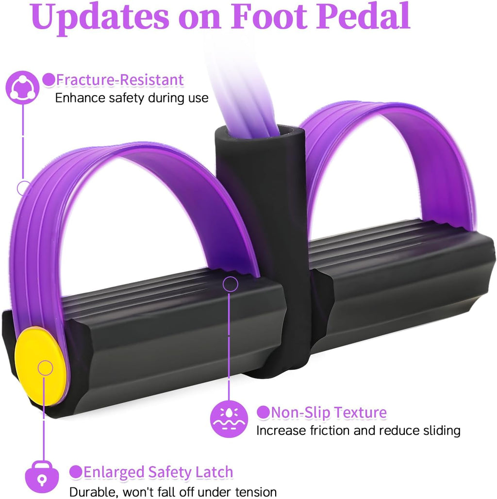 Skiennix Pedal Resistance Bands - Upgrade 6-Tube Manual Tension Training | Natural Rubber for Full-Body Workouts