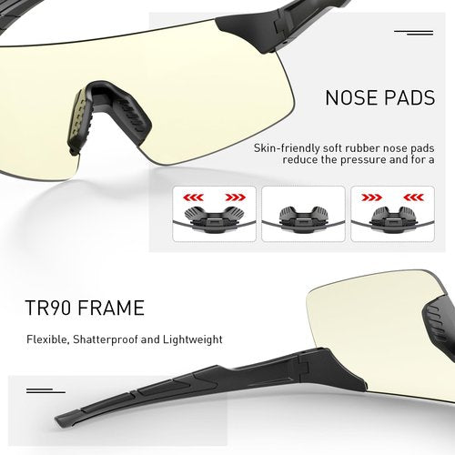 SCVCN Photochromic Cycling Glasses Frameless Sports sunglasses for Men Women - Ideal For Baseball, Bike, Golf, Running