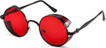 FEISEDY Retro Steampunk Sunglasses - Round Metal Frame, Gothic Vintage Style for Men & Women