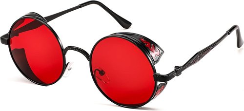 FEISEDY Retro Steampunk Sunglasses - Round Metal Frame, Gothic Vintage Style for Men & Women