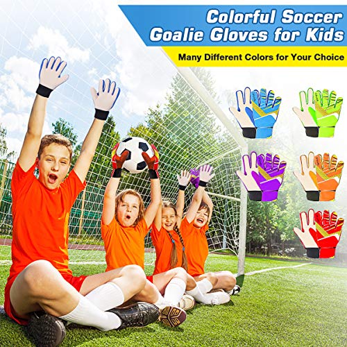 Kids Soccer Goalkeeper Gloves Blue Size 8 Anti-Slip Latex Hand Protection