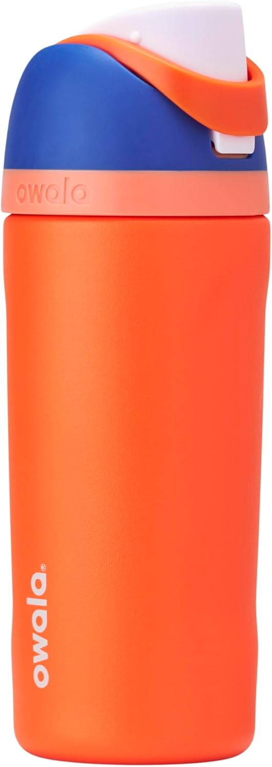 Owala Kids FreeSip Water Bottle - Insulated Stainless Steel with Straw | BPA-Free, 16 oz, Blue Citrus