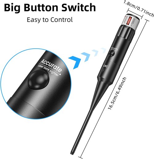 EZshoot Bore Sight Kit - Bright Green/Red Dot Sighter with Easy Big Button Switch | Fits .17 to 12GA Caliber