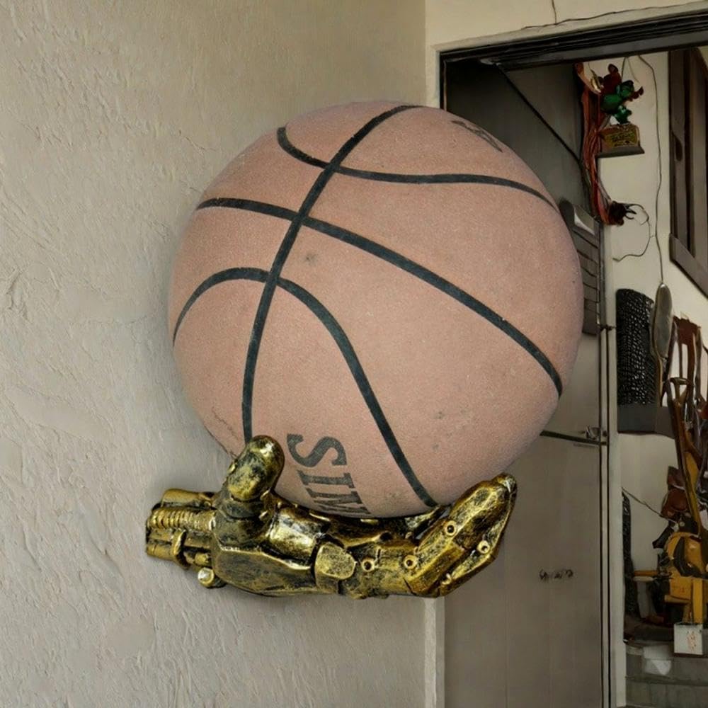 Skiennix Mechanical Hand Basketball Holder - Punk Style Wall-Mounted Storage Rack | Space-Saving Display for Garage and Room Decor