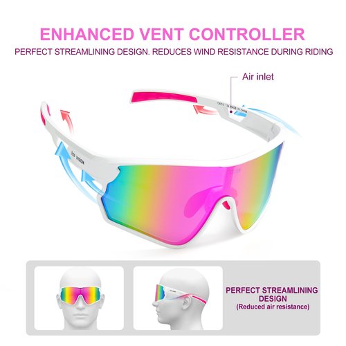 EXP VISION Cycling Goggles Polarized Sports Sunglasses, Baseball Softball Sunglasses UV 400 Riding Glasses for Running, Biking, Fishing (Pink)