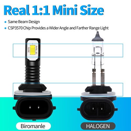 Biromanle 881/886/894 fog lamp bulbs Compatible with Golf Cart EZGO, Club Car DS & Precedent light bulb, Super Bright Fog Light Bulbs Golf Cart Light 6000K White,Easy to install,2-Pack
