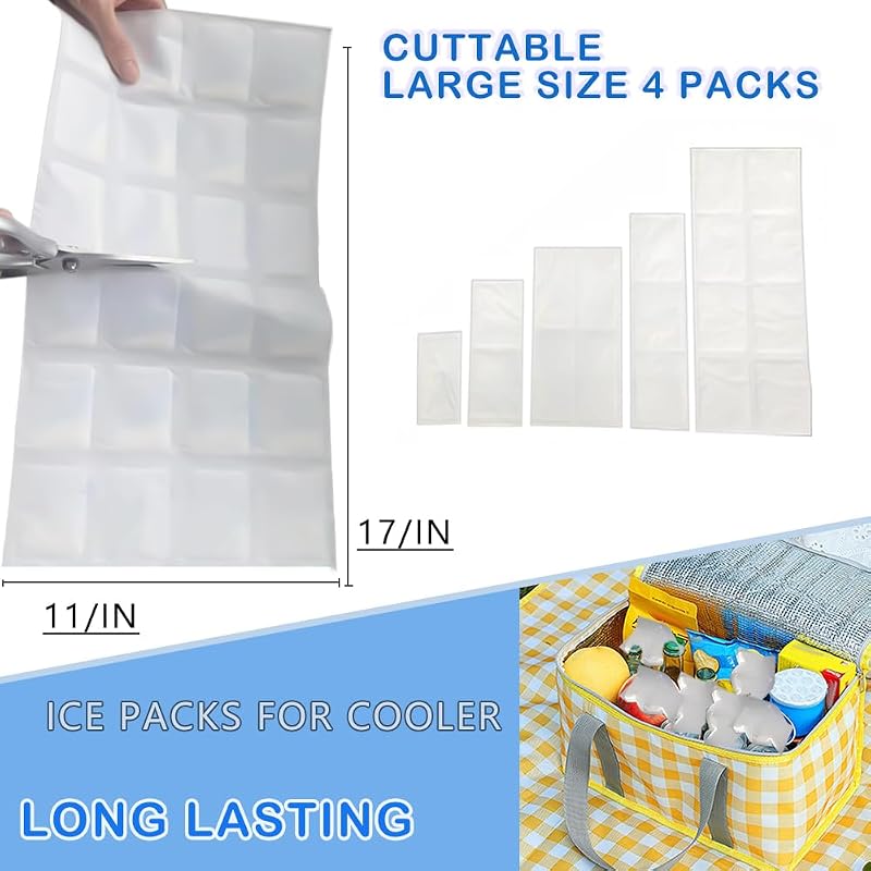 Reusable Ice Sheets for Coolers - Ice Pack Sheets, 96-Packs, Large Flat Ice Blankets (White) - WAQIWARON