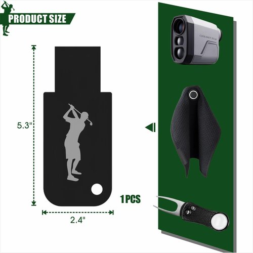 asdmm Magnetic Golf Bag Metal Landing Pad with Metal Clip for Towel, Rangefinder, Flask, Speaker - Quick Access Golf Bag Accessory, 1 PC (A)