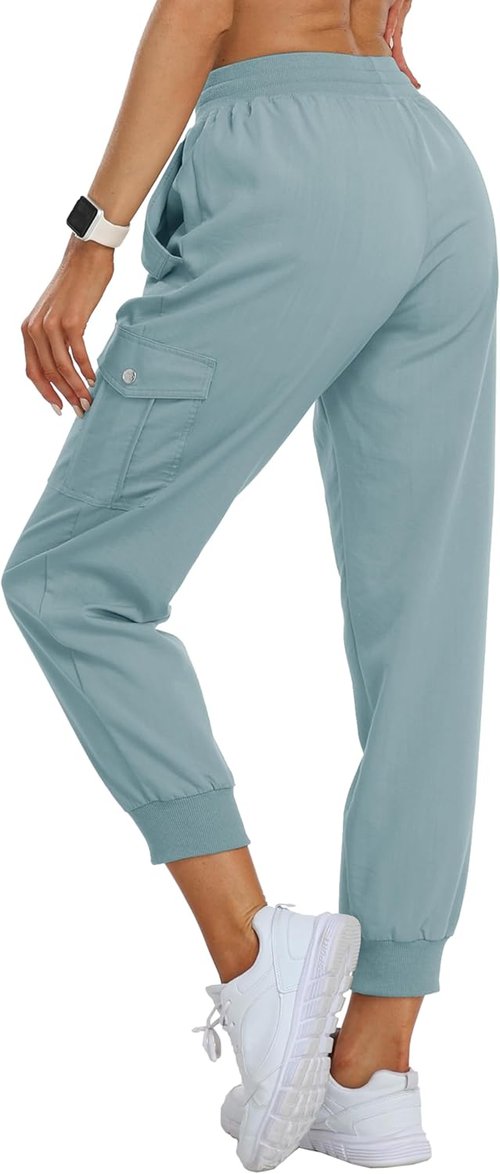 MoFiz Women's Lightweight Cargo Pants - Elastic Waist Athletic Joggers for Hiking & Travel