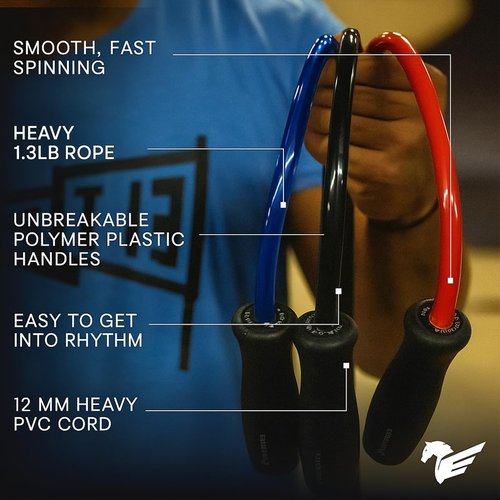 Elite Jumps Muay Thai 2.0 Weighted Jump Rope - High-Intensity Training Tool | 1.3lb Heavy PVC for MMA Workouts