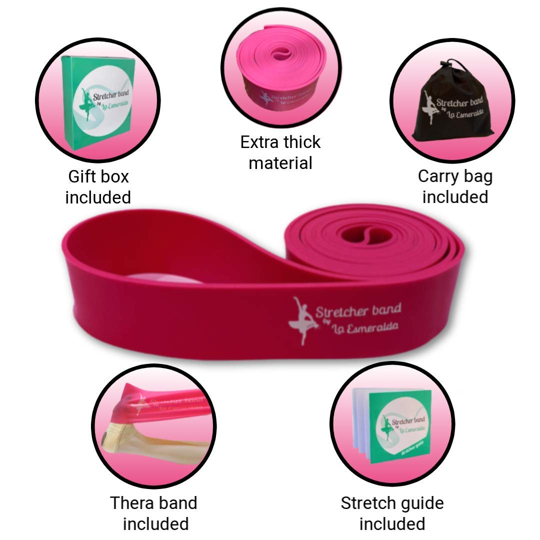 Stretch Bands set of 2 for Ballet, Dancers, Gymnastics .Resistance bands to Improve Flexibility, Splitting and Strenght. 3 Colors, Gift box, Instruction booklet, carry bag Including. (Pink Set of 2)