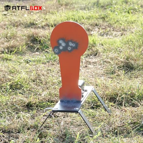 ATFLBOX 3/8" AR500 Steel Shooting Target with Auto Reset & Stand, 12.8"