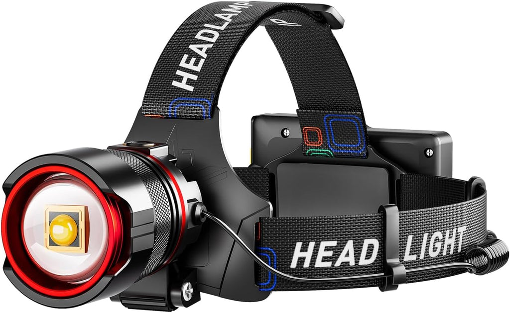 Skiennix Rechargeable Headlamp - 99000 High Lumens Super Bright LED | Motion Sensor, 12 Modes, IPX7 Waterproof, Adjustable Zoom for Camping & Running