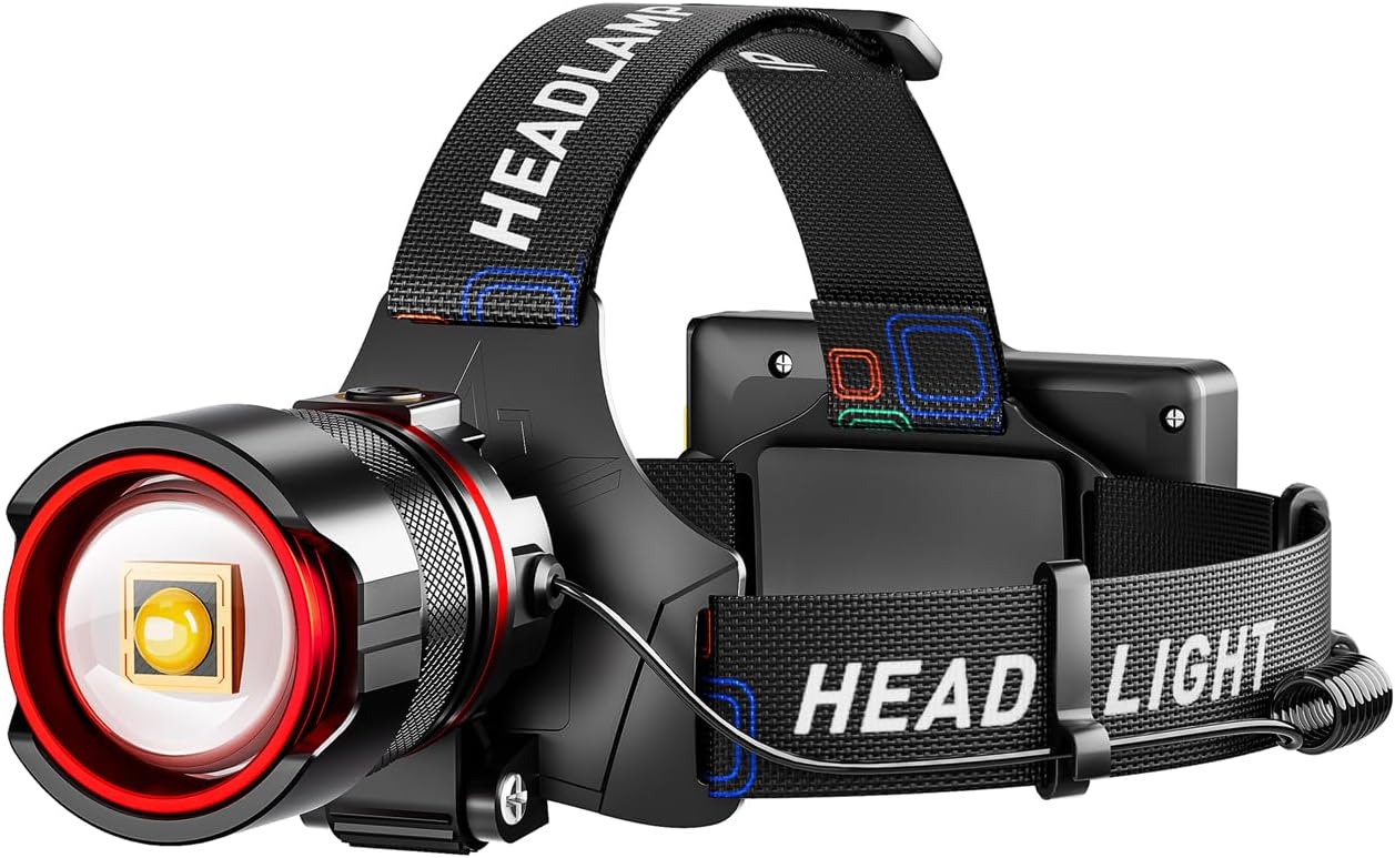 Skiennix Rechargeable Headlamp - 99000 High Lumens Super Bright LED | Motion Sensor, 12 Modes, IPX7 Waterproof, Adjustable Zoom for Camping & Running