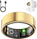 Skiennix Smart Ring - Fitness Tracker with Heart Rate, Blood Oxygen, Stress & Sleep Monitoring | Gold, Size 11