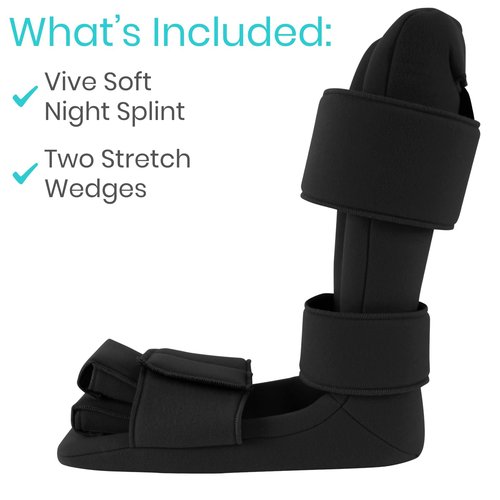 Vive Plantar Fasciitis Night Splint Plus Trigger Point Stretch Wedges - Soft Leg Brace Support, Orthopedic Sleeping Immobilizer Stretch Boot (Large: Men's: 8.5-11, Women's: 10-12)