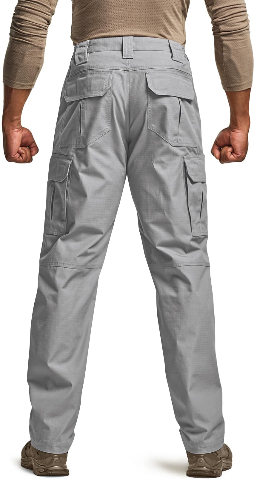 CQR Men's Tactical Pants, Water Resistant Ripstop Cargo Pants, Lightweight EDC Work Hiking Pants, Outdoor Apparel, Raider Stone, 44W x 32L