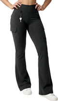 HOTSUIT Cargo-Yoga-Pants for Women 6 Pockets Stretch Work Trouser Adjustable High Waist Leggings Office Casual Travel 29''