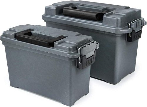 GUGULUZA Plastic Ammo Cans - 2-Pack Lockable Waterproof Storage Containers | Stackable Field Boxes for Hunting Gear