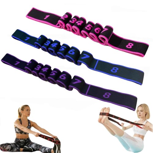 Fitness Resistance Band for Stretching and Yoga, Number Stretch Resistance Band with Clear Markings, 8-Section Elastic Training Bands (3Psc)
