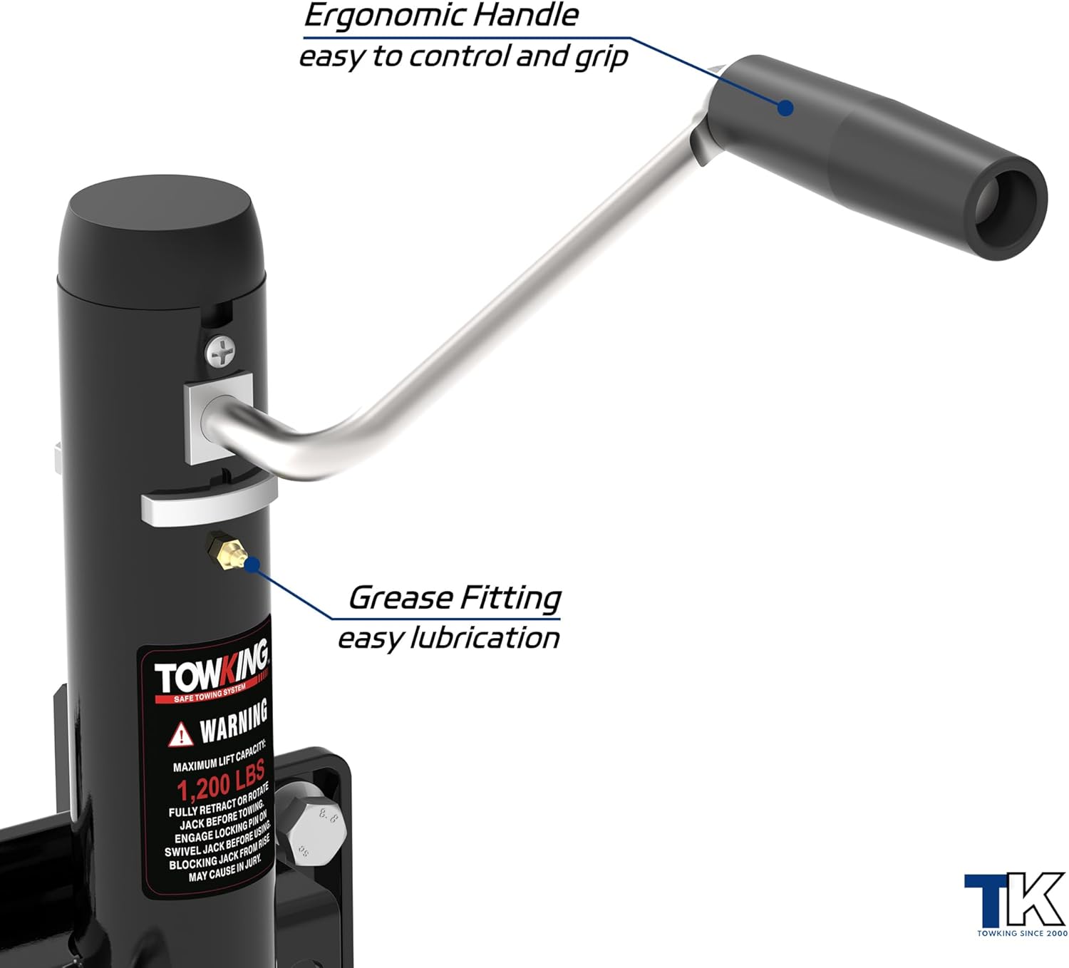 1200 lbs Trailer Jack - Bolt-On Tongue Jack with 10" Lift for RVs, Boats, Trailers & More