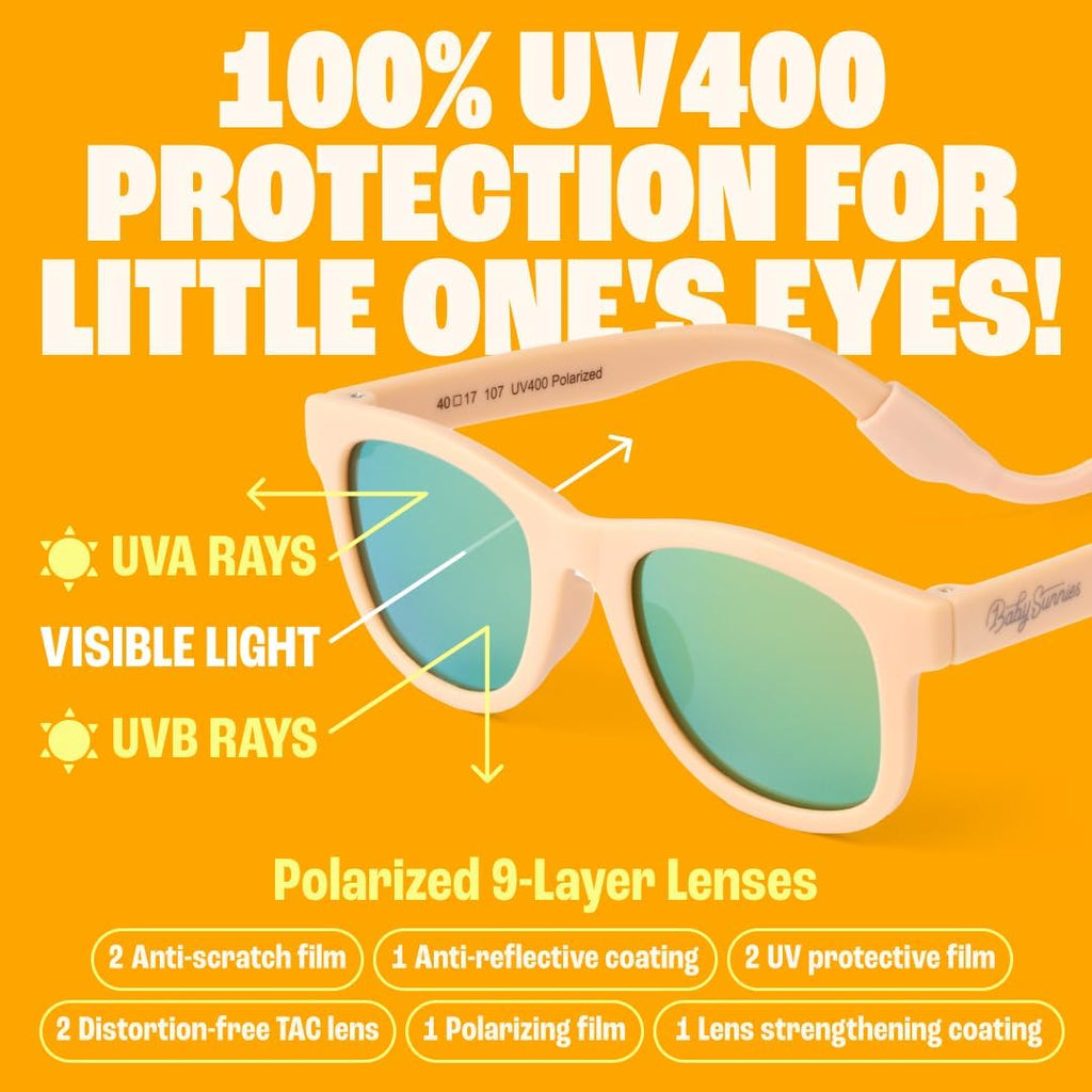 Polarized Baby Sunglasses - Unbreakable Flexible Infant Shades With Strap | For Toddlers 0-24 Months