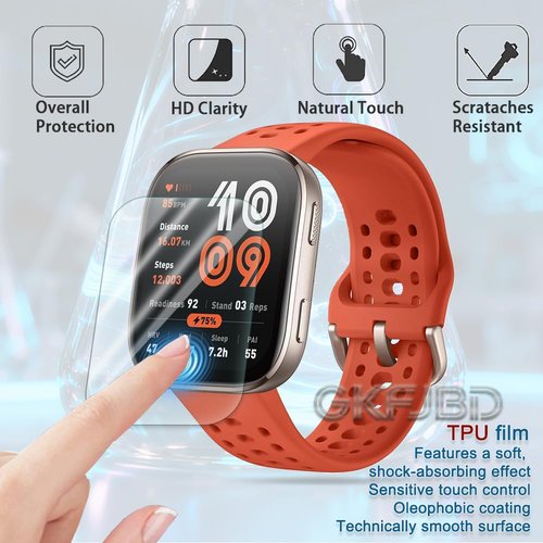 GKFJBD Compatible for Amazfit Bip 6 Screen Protector & Case Set，HD TPU Soft Protective Film【Not Glass】 and Shockproof Silicone Cover Cases | Anti-Scratch, Ultra-Thin(Pack of 4+2)