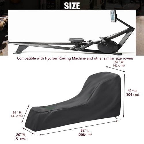 Andacar Rowing Machine Cover for Concept 2 Rowing Machine Waterproof Rower Cover Dustproof Fitness Equipment Protective Cover - 95" L×24" W×40" H, Black