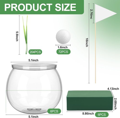 LemonRoad Golf Party Centerpieces - 6 Set Table Decorations with Artificial Grass & Flag Toppers