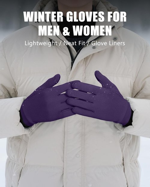 Aegend Lightweight Winter Gloves for Men Women, Warm Running Gloves Touchscreen Thermal Glove Liners for Cold Weather Driving, Cycling & Hiking, Non-Slip, Elastic Cuff, Stretchy, Durable