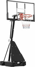 **Skiennix Portable Basketball Hoop - 48 Inch Shatterproof Backboard - Height Adjustable 4.9-10FT with Wheels**