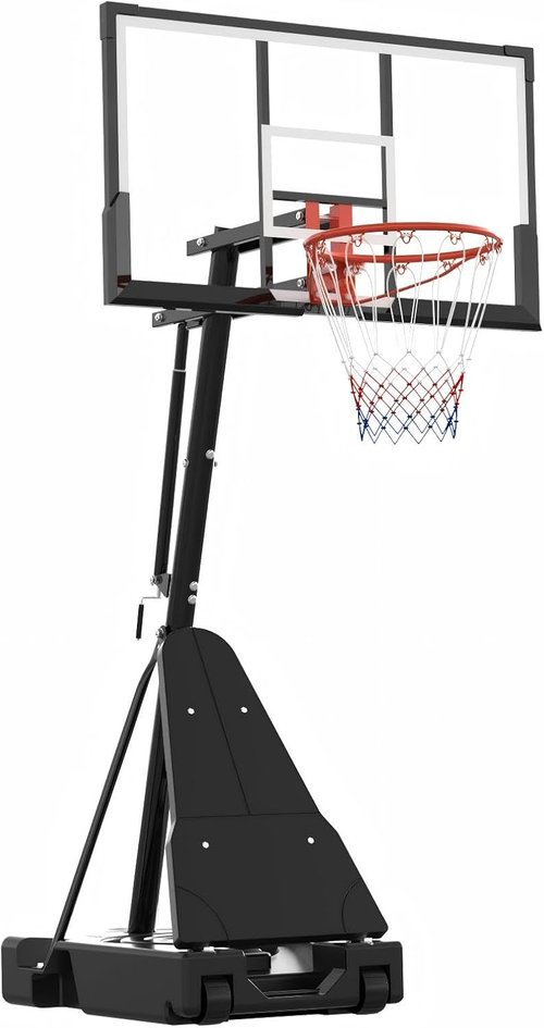**Skiennix Portable Basketball Hoop - 48 Inch Shatterproof Backboard - Height Adjustable 4.9-10FT with Wheels**