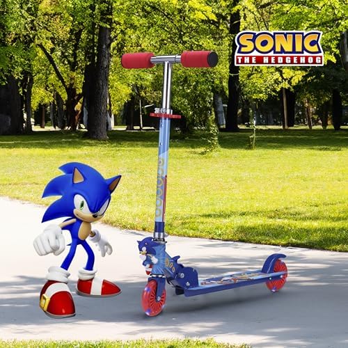 2 Wheel Kick Scooter for Kids with Sonic Variation - Foldable, Light Up LED Wheels
