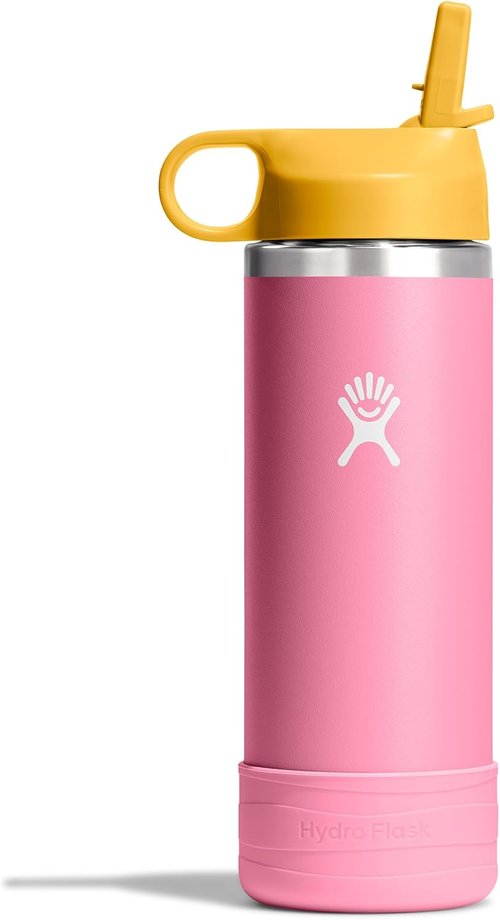 Hydro Flask Kids Water Bottle - Insulated Stainless Steel with Straw Cap | 18 Oz in Dahlia