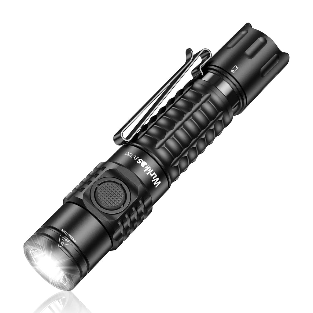 Wurkkos FC12C Tactical Flashlight 1600 High Lumens, Rechargeable LED Flashlights, 332M Long Throw Flash Light, IP68 Waterproof, Dual Switches and Constant Current Circuit for Home Camping Hiking