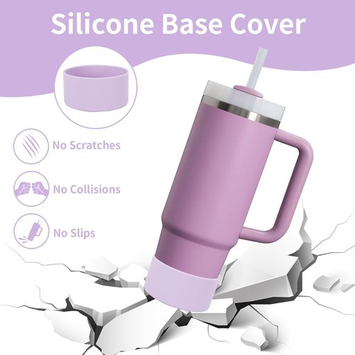SHEGZHUC 7 PCS Stanley Cup Accessories, Leather Water Bottle Adjustable Strap, Straw Toppers & Protective Cup Holder for 30-40 OZ (880-1180 ml), 4 Pendant Tumbler Accessories (Purple)