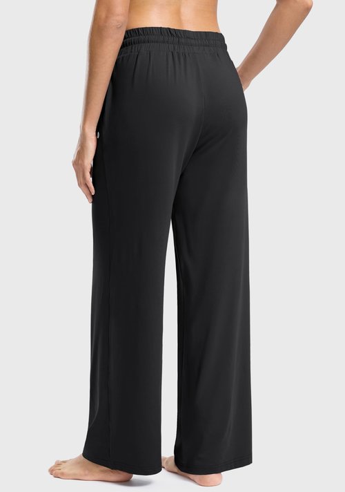 SANTINY Women's Soft Sweatpants Lightweight Yoga Lounge Casual Pants Stretch Open Bottom Sweat Pants for Women with Pockets (Black_L)