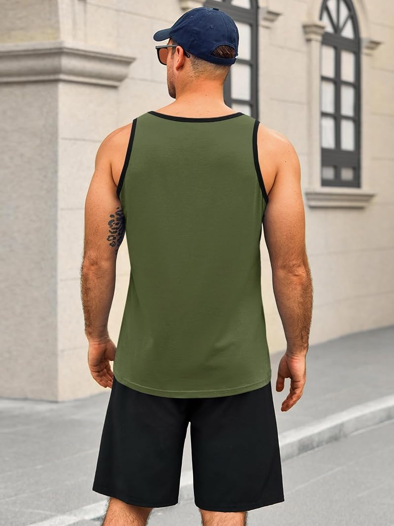 Army Green X-Large Runcati Men’s Workout Tank Top Sleeveless Gym Shirt