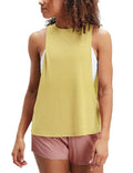 Hanyomo Womens Workout Fitness Tank Tops Cropped Sleeveless Gym Yoga Running Athletic Shirts Yellow L