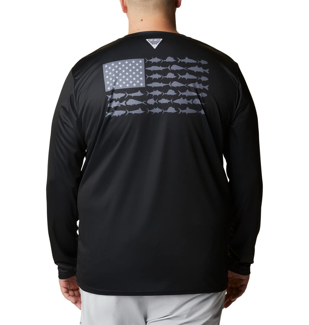 Columbia Men's Standard Terminal Tackle PFG Fish Flag LS, Black/Graphite, X-Large