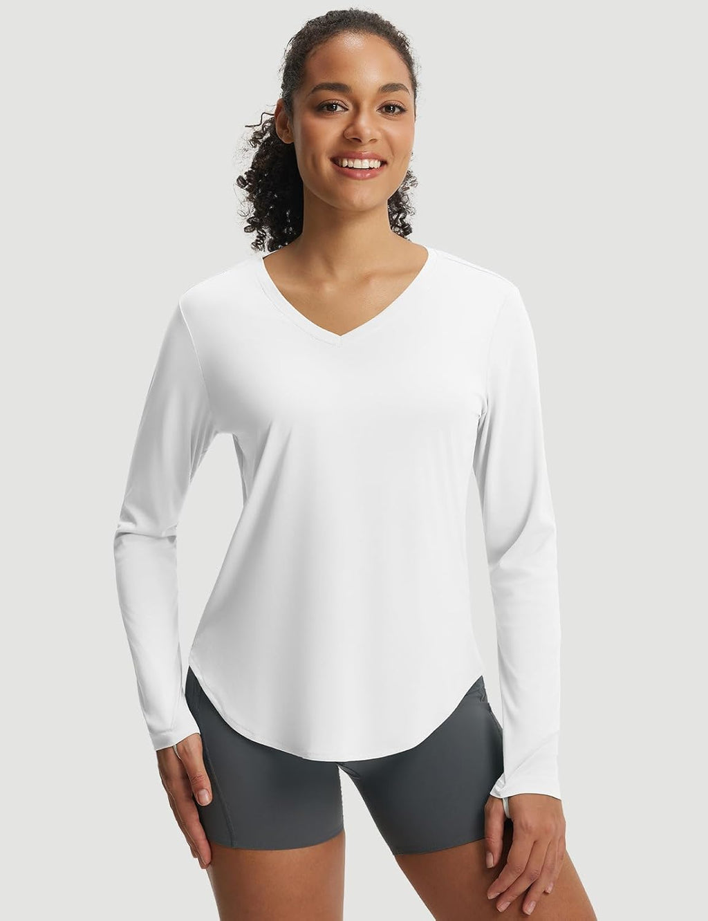 Baleaf Women's Long Sleeve V-Neck Sun Shirt - UPF 50+ Quick-Dry UV Protection for Hiking & Running