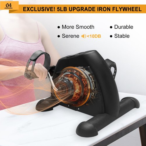 GOREDI Under Desk Bike Pedal Exerciser, Portable Mini Exercise Bike with LCD Display for Home/Office, Desk Cycle for Leg/Arm with Handle, Leg Exerciser While Sitting for Seniors 20261322(Black)