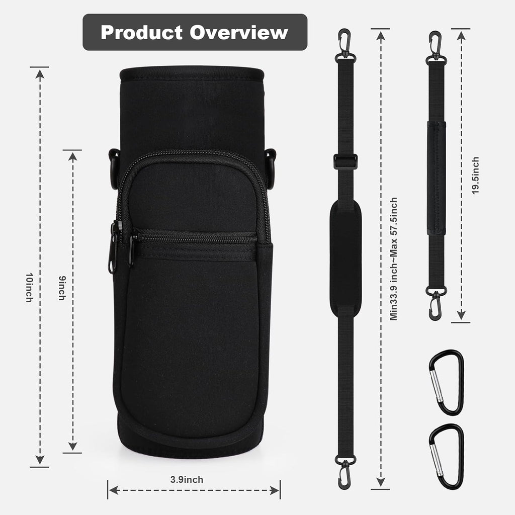 Skiennix Water Bottle Holder - Insulated Neoprene Carrier Bag with Phone Pocket | Fits 32/40 oz Bottles