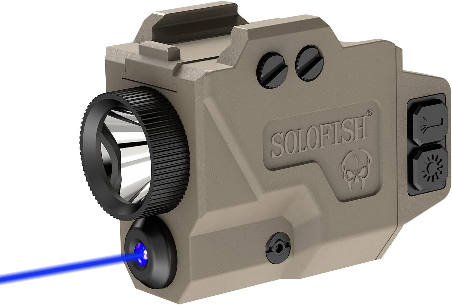 Solofish Pistol Light & Blue Laser Combo - 800 Lumens Tactical Flashlight with Strobe Function | Fits Full Size & Compact Guns