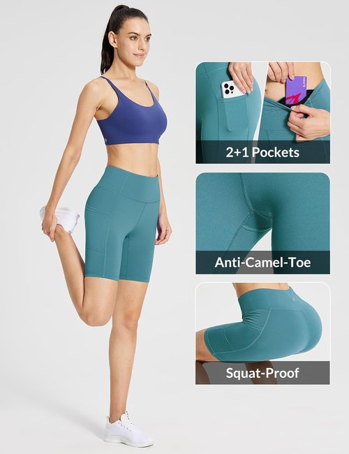 Baleaf Women's High Waist Biker Shorts - Versatile Yoga & Gym Spandex with Pockets | 8"/5"/3" Options
